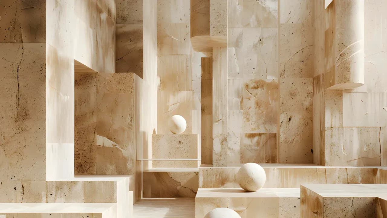 Espacio interior con piedra natural